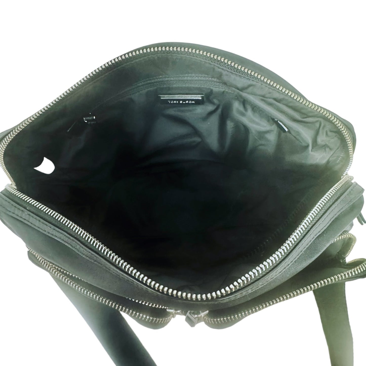 Virginia Recycled Nylon Messenger Bag in Black Designer Tory Burch, Size Medium