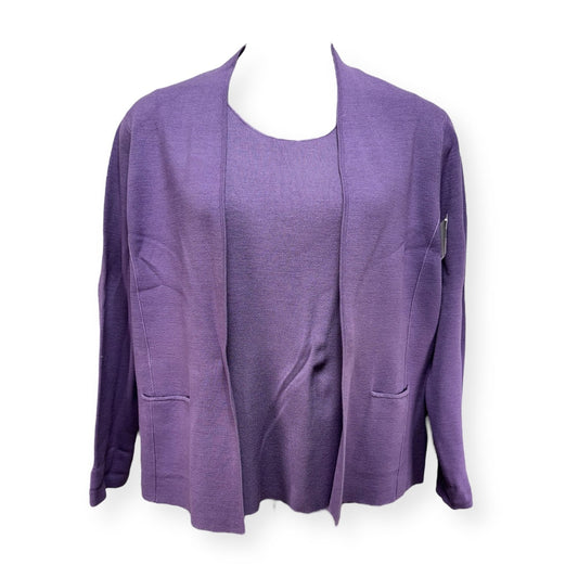 Silk Blend Open Front Cardigan Sweater Set 2pc Eileen Fisher, Size Xl