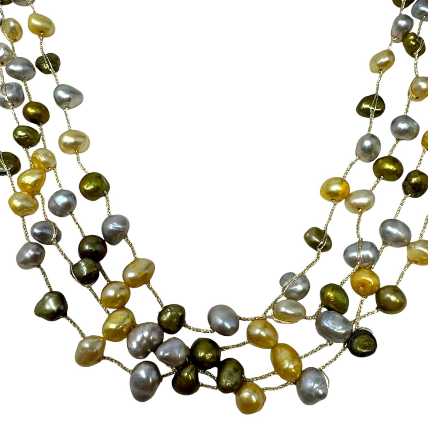 Multi Strand Pearl Necklace By Unbranded