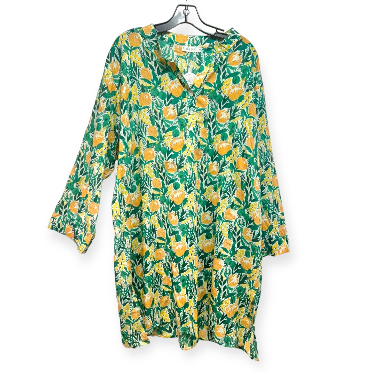 Tunic Long Sleeve By Mahogany In Green & Yellow, Size: 3x