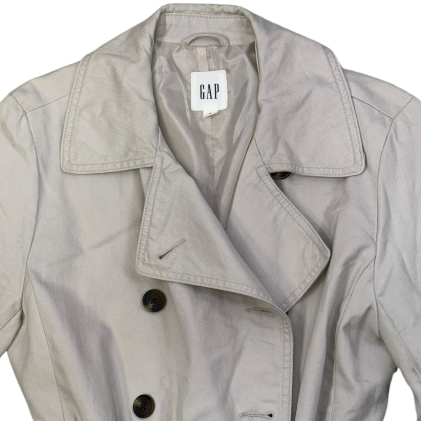 Short Trench Coat By Gap In Beige, Size: S