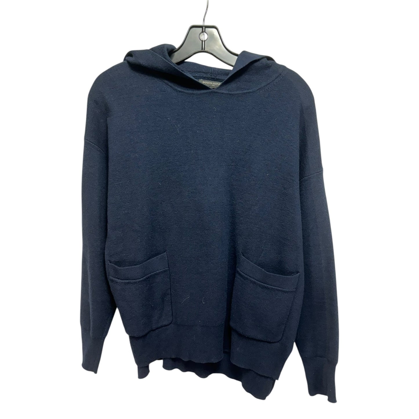 Knit Pocket Hoodie Sweater By Banana Republic In Navy, Size: S