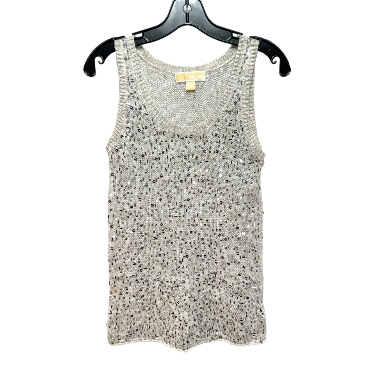 Beaded Knit Top Sleeveless By Michael By Michael Kors In Silver, Size: Xs