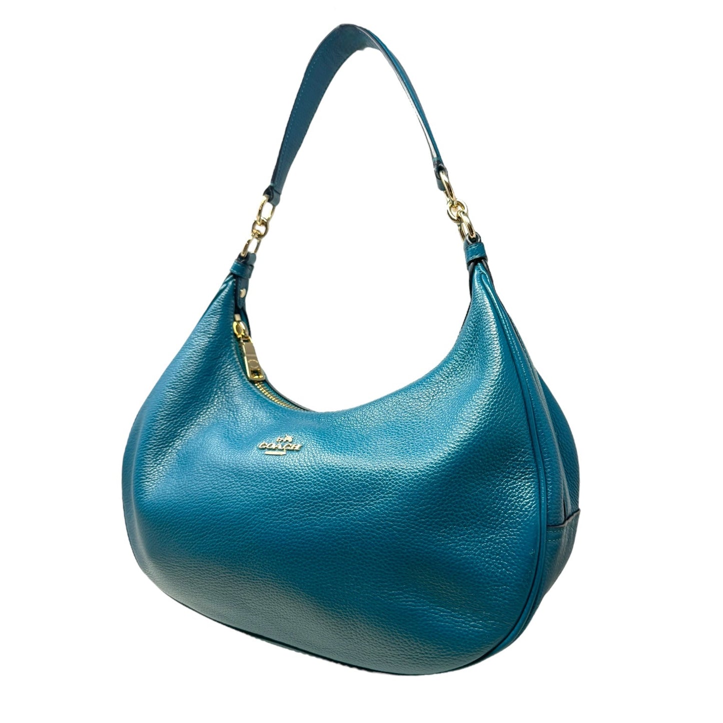 Harley East West Pebbled Leather Hobo Handbag Designer By Coach, Size: Medium