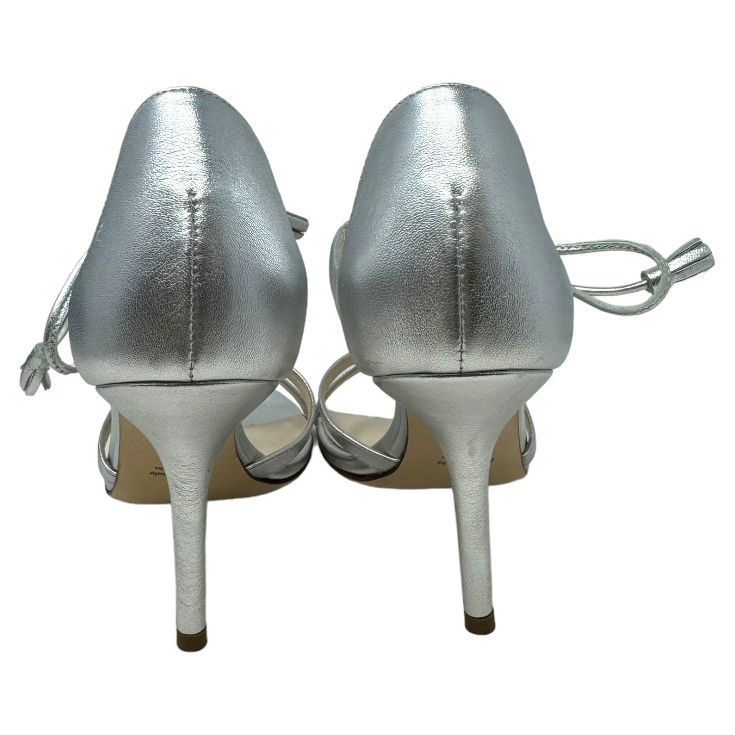 Metallic Leather Stiletto Pumps Designer By Frances Valentine In Silver, Size: 6