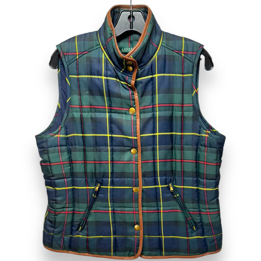 Vest Designer By Lauren By Ralph Lauren In Plaid Pattern, Size: L