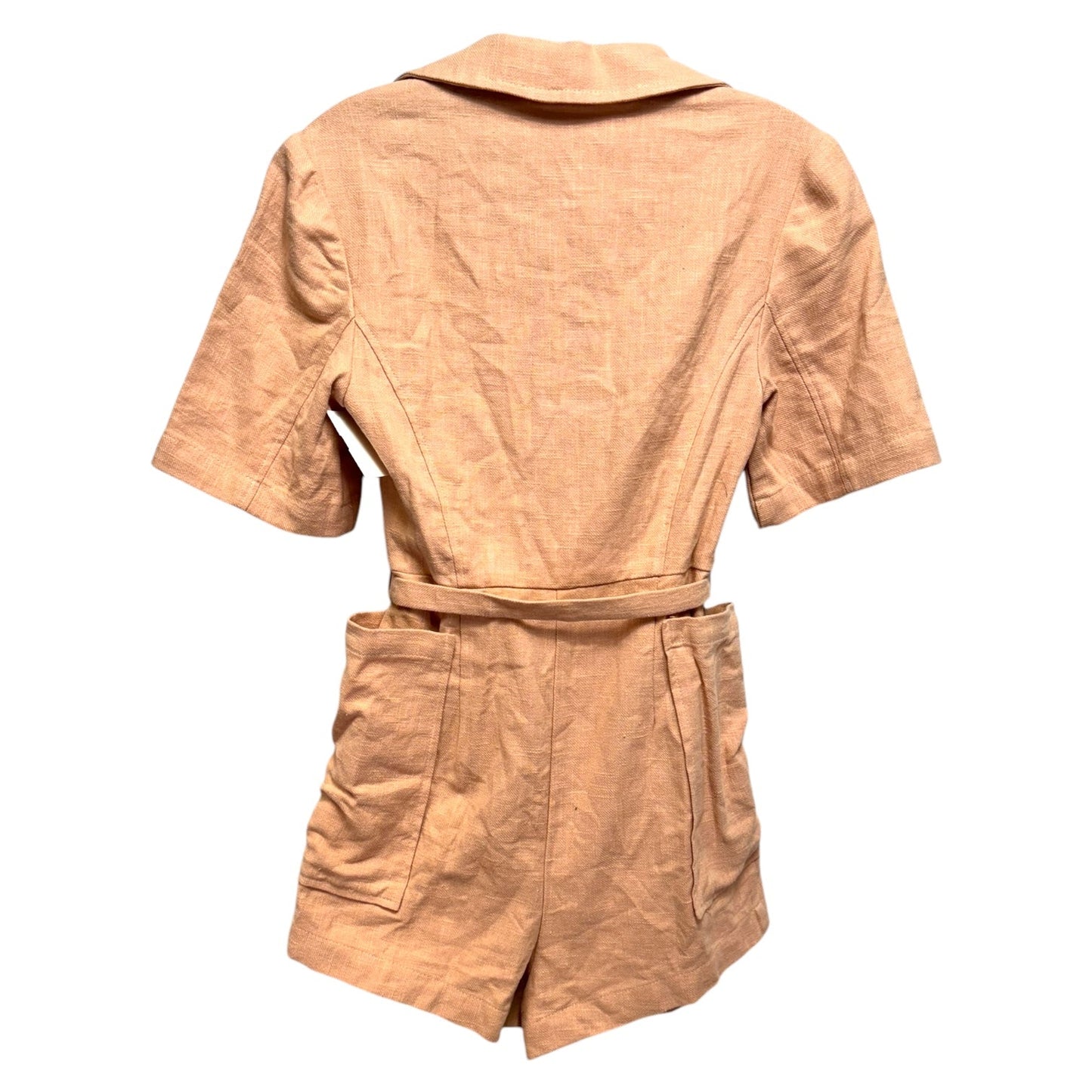 Zip Up Linen Romper By Du Paradis In Peach, Size: 2