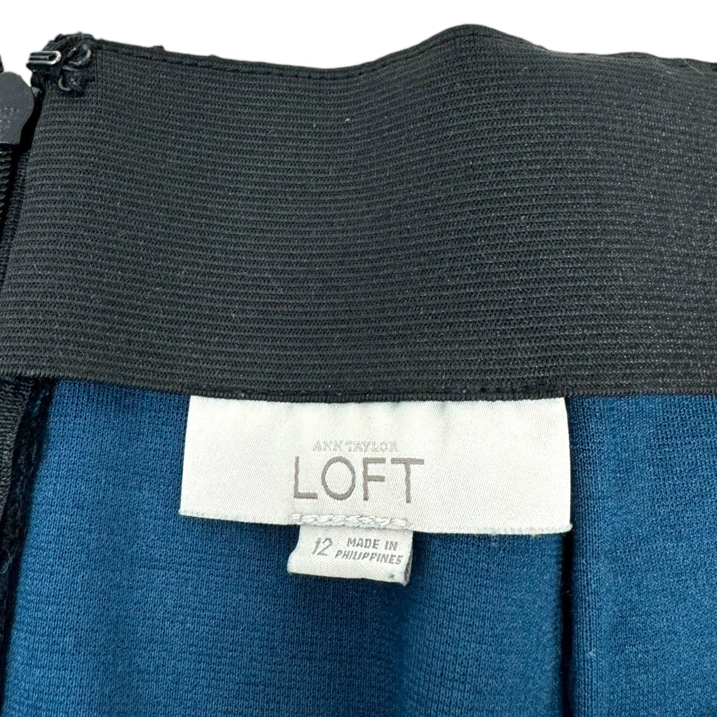 Skirt Midi By Loft In Black & Blue, Size: 12