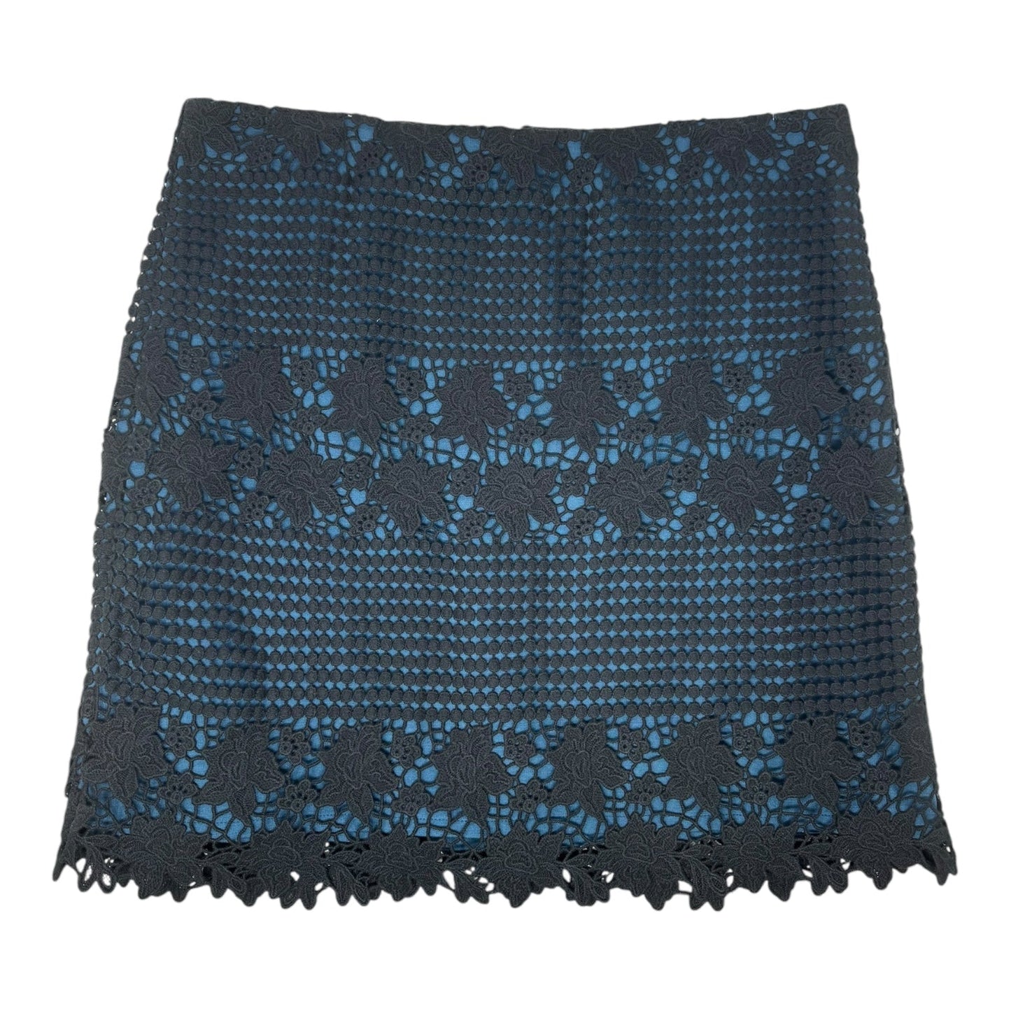 Skirt Midi By Loft In Black & Blue, Size: 12