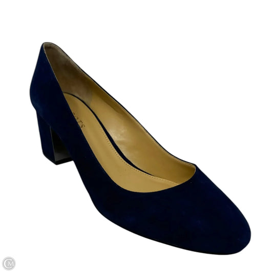 Isa Block Heels By Talbots In Navy Suede, Size: 9