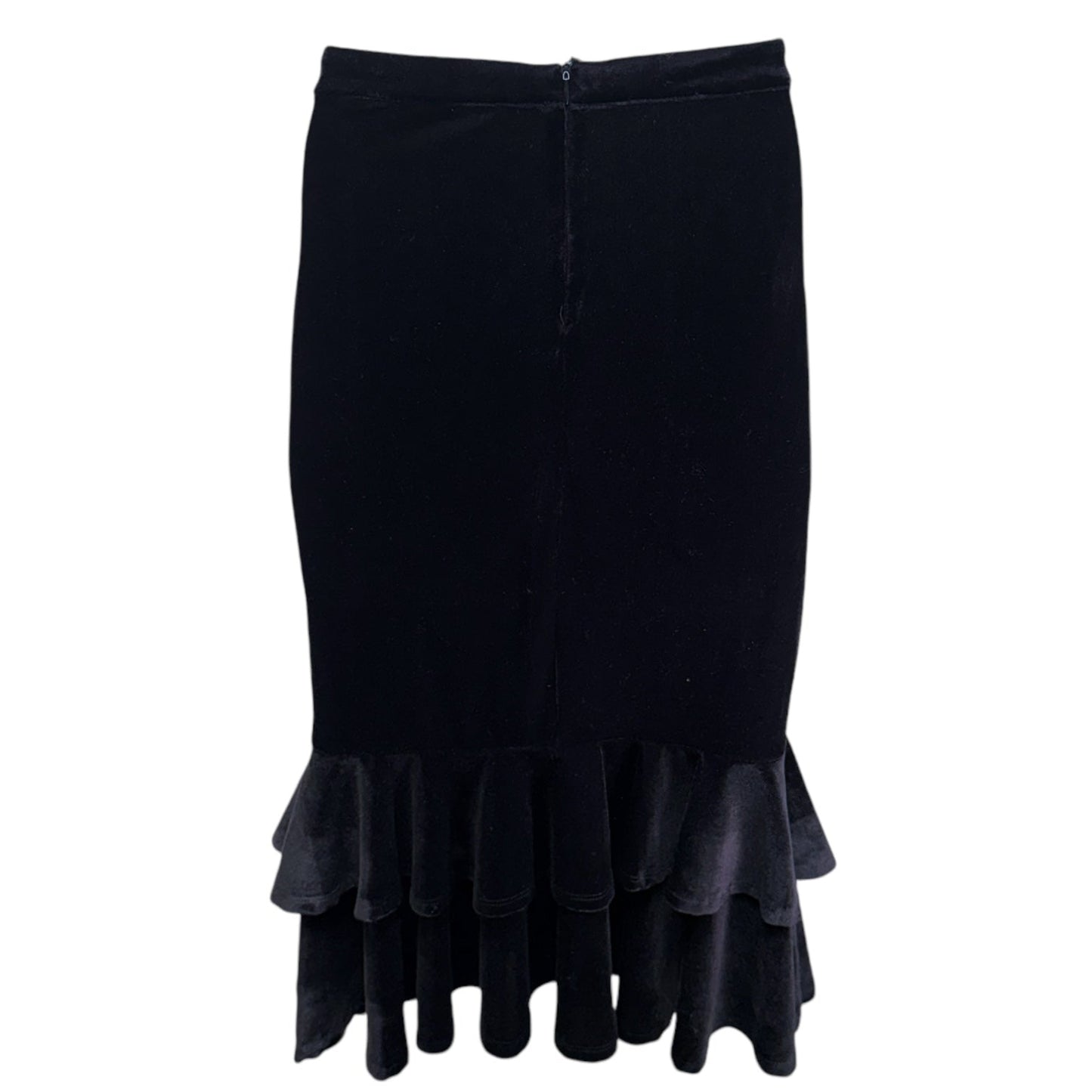 Layla Velvet Ruffle Midi Skirt By Gianni Bini In Black, Size: M