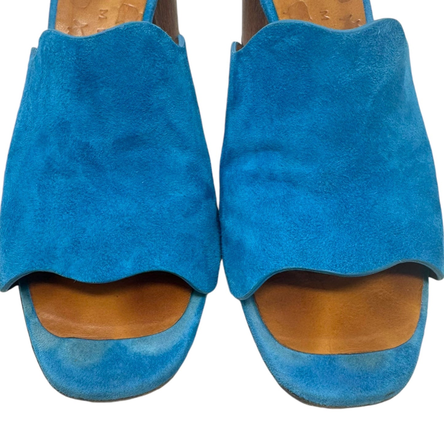 Lunita Suede Scallop Mules By Chie Mahara In Petrol, Size: 8