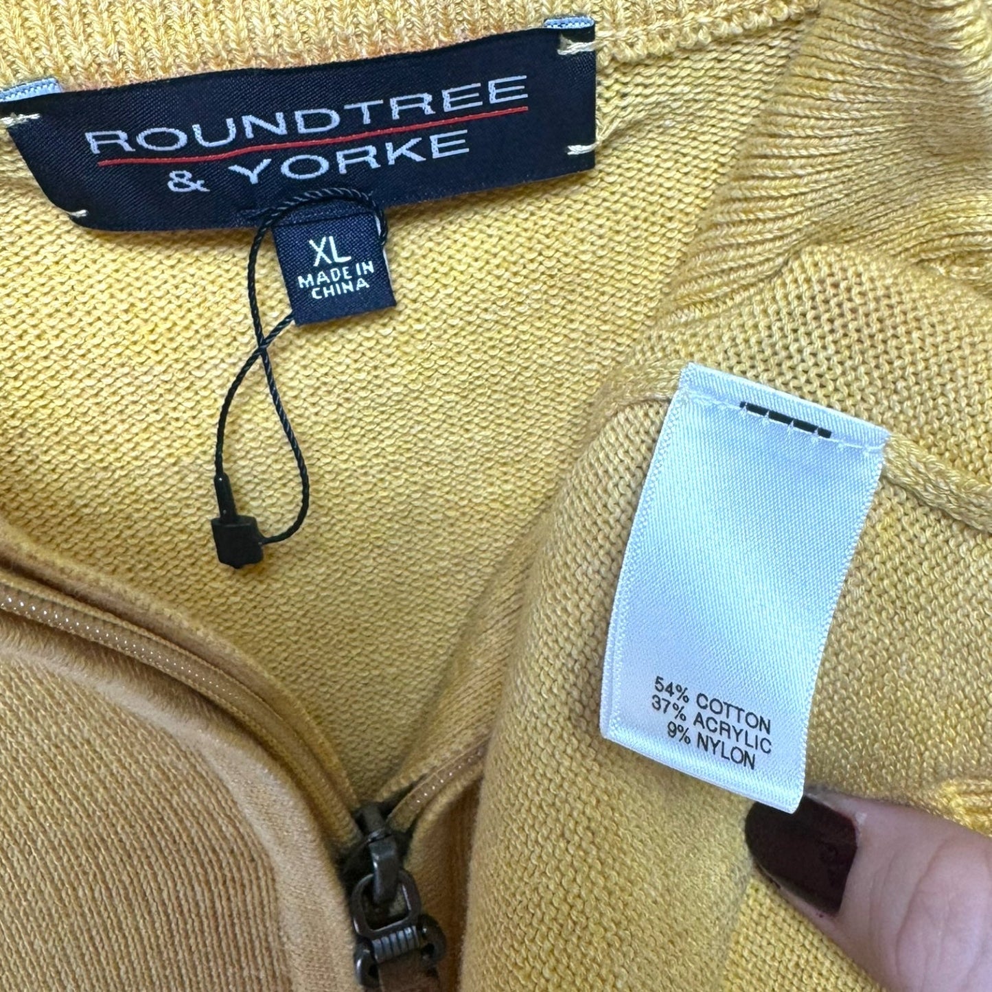 Men’s Quarter Zip Sweater By Roundtree & Yorke In Yellow, Size: Xl