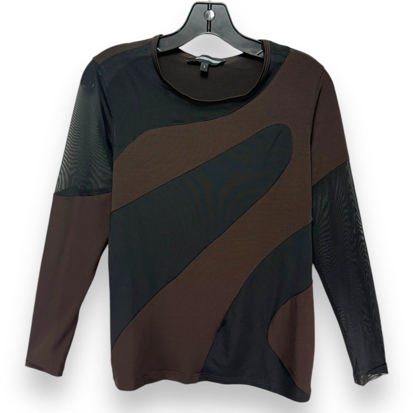 Mesh Detail Top Designer By Anatomie In Black & Brown, Size: S