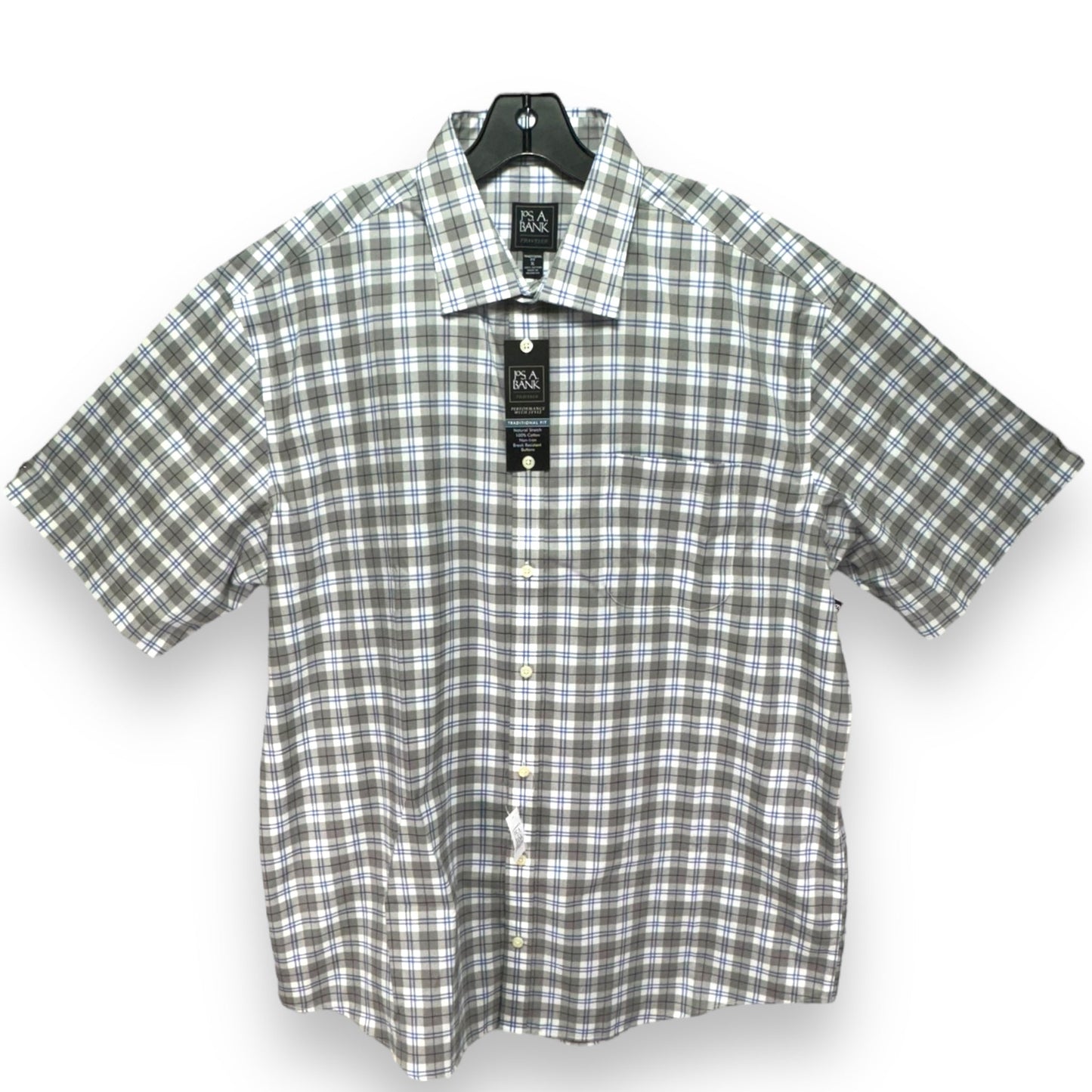 Top Short Sleeve By Jos A Bank In Plaid Pattern, Size: Xl