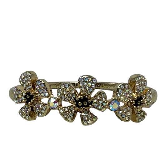 Crystal Flower Hinged Bangle Bracelet By Betsey Johnson