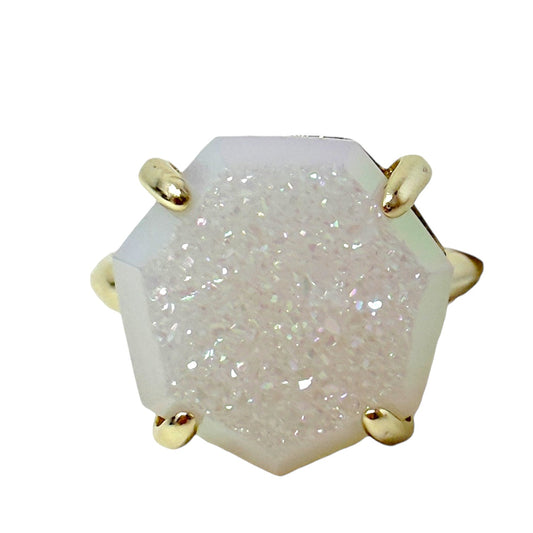 White Ryan 14k Plated Drusy Cocktail Ring By Kendra Scott, Size: 7