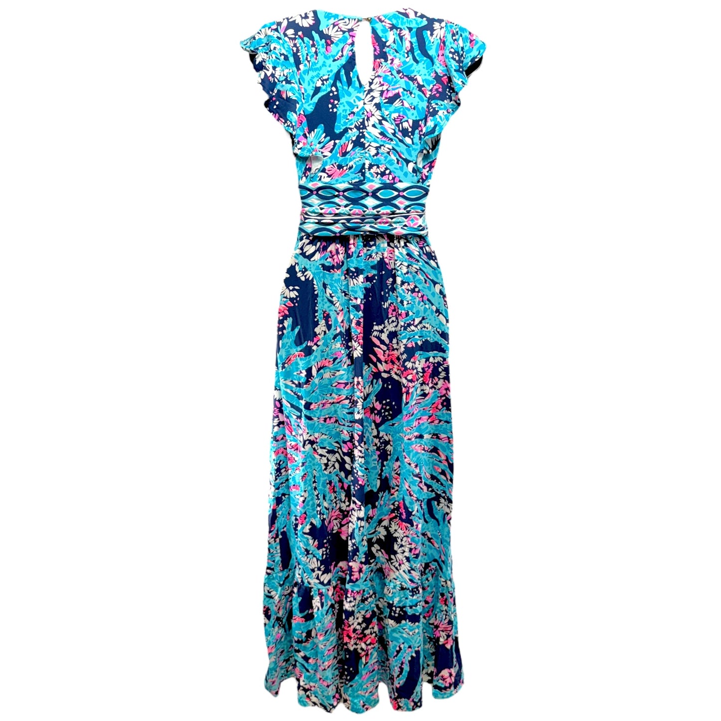 Mylea Maxi Dress Designer By Lilly Pulitzer In High Tide Navy Coral Club Engineered, Size: XS