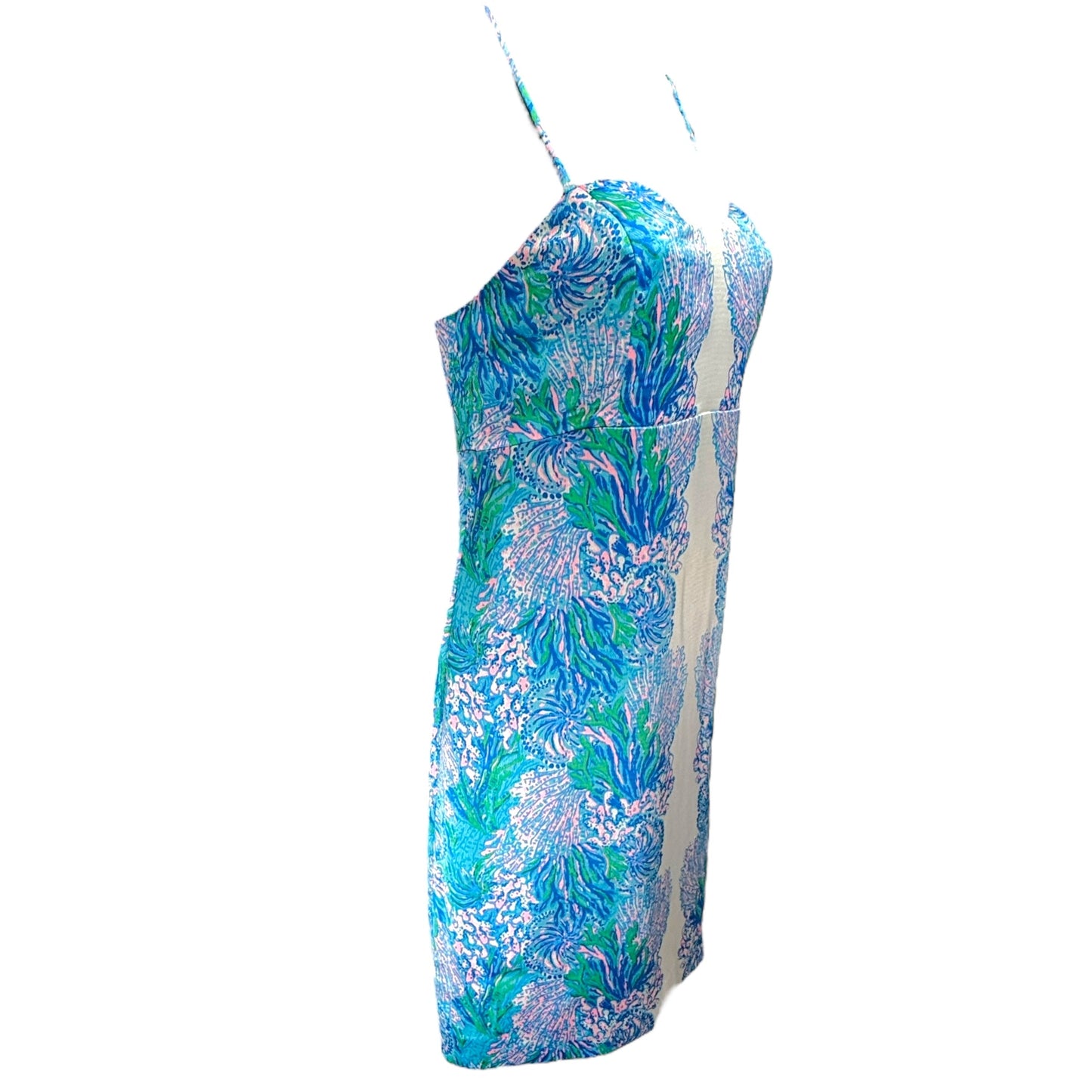 Gillian Satin Slip Dress Designer By Lilly Pulitzer In Las Olas Aqua Strong Current Sea, Size: 0