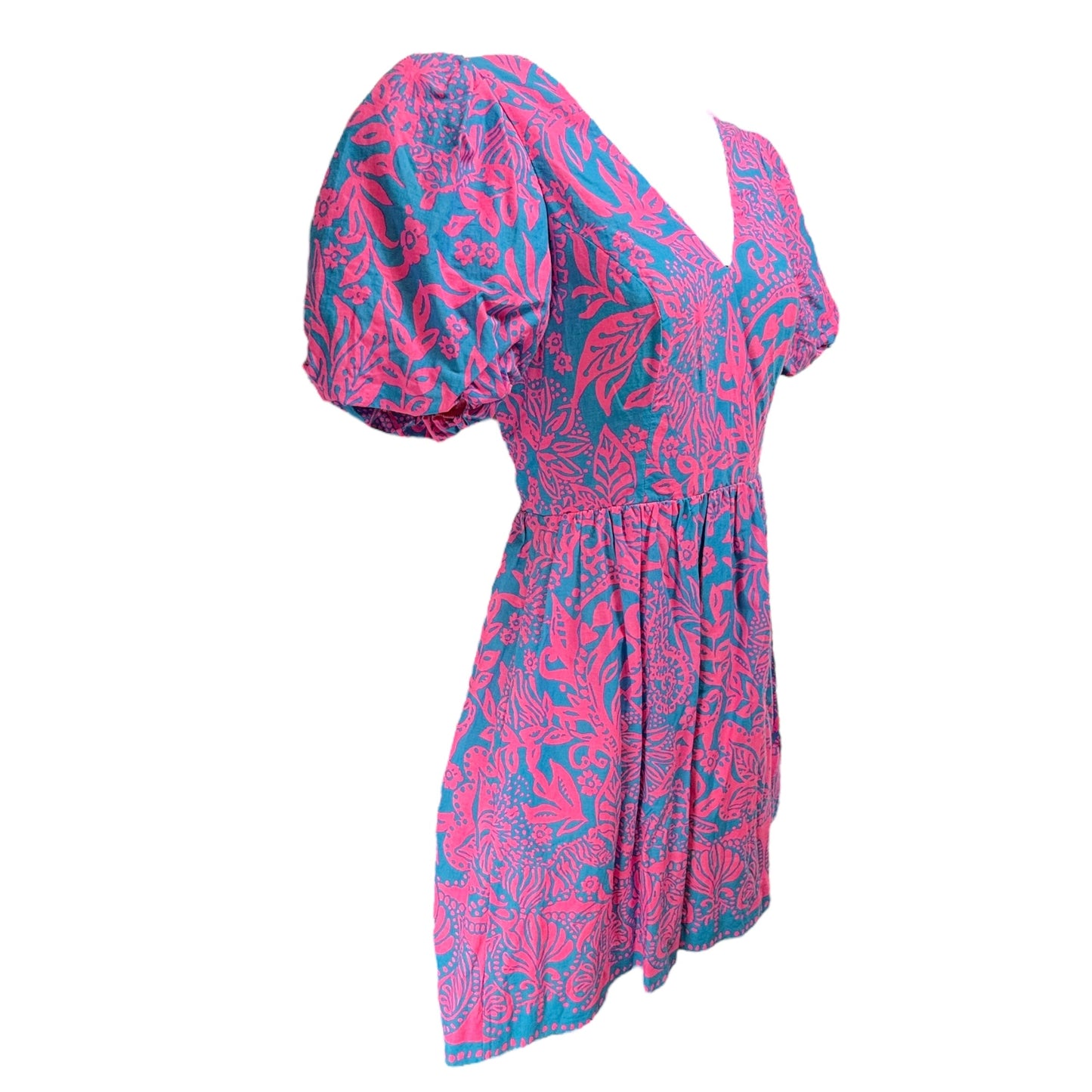 Suzie Short Sleeve Dress Designer By Lilly Pulitzer In Aura Pink Leaf An Impression, Size: 0