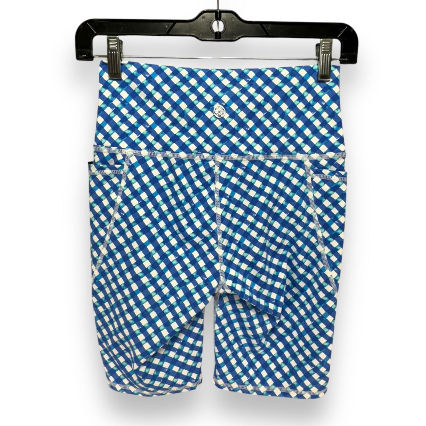 South Beach High-Rise Bike Shorts Designer By Lilly Pulitzer In Boca Blue Double Checking, Size: S