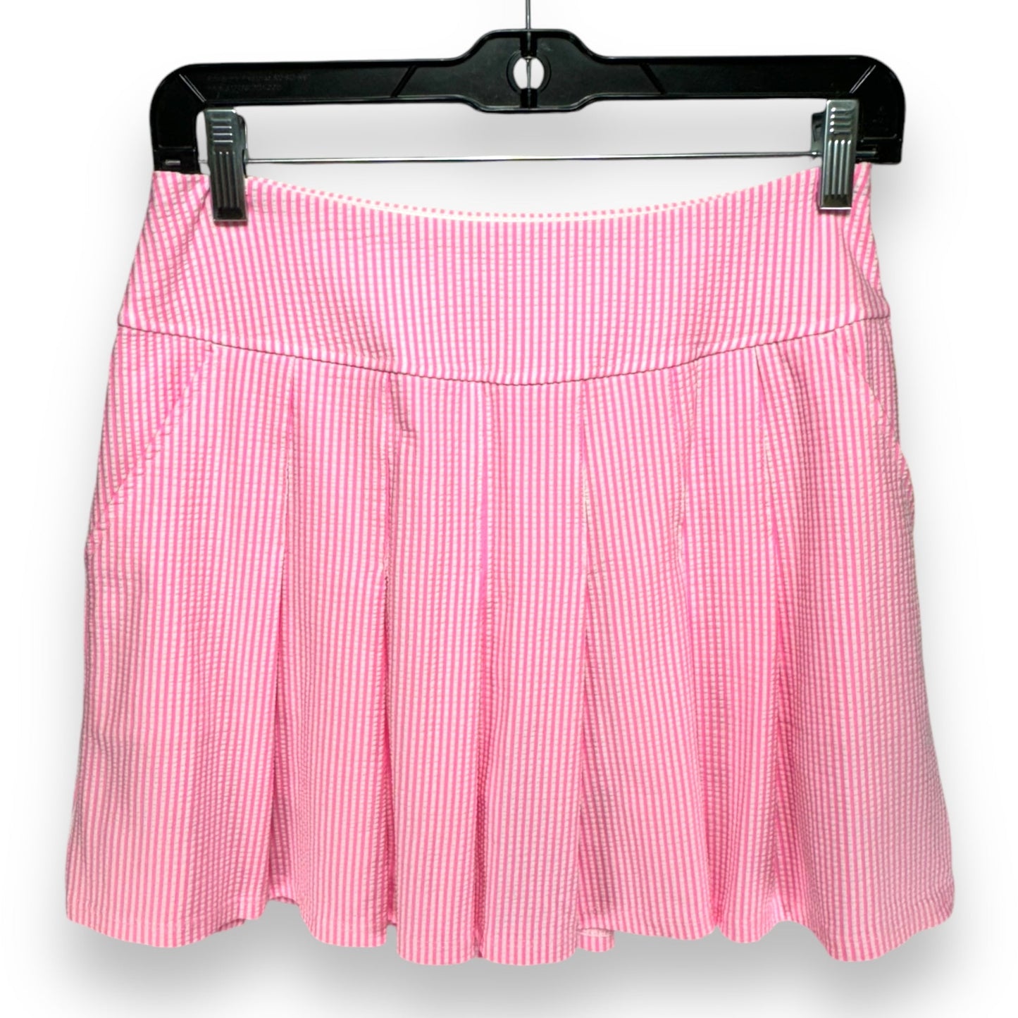 Priska Seersucker 15" Skort Designer By Lilly Pulitzer In Pink White Striped Pattern, Size: 2