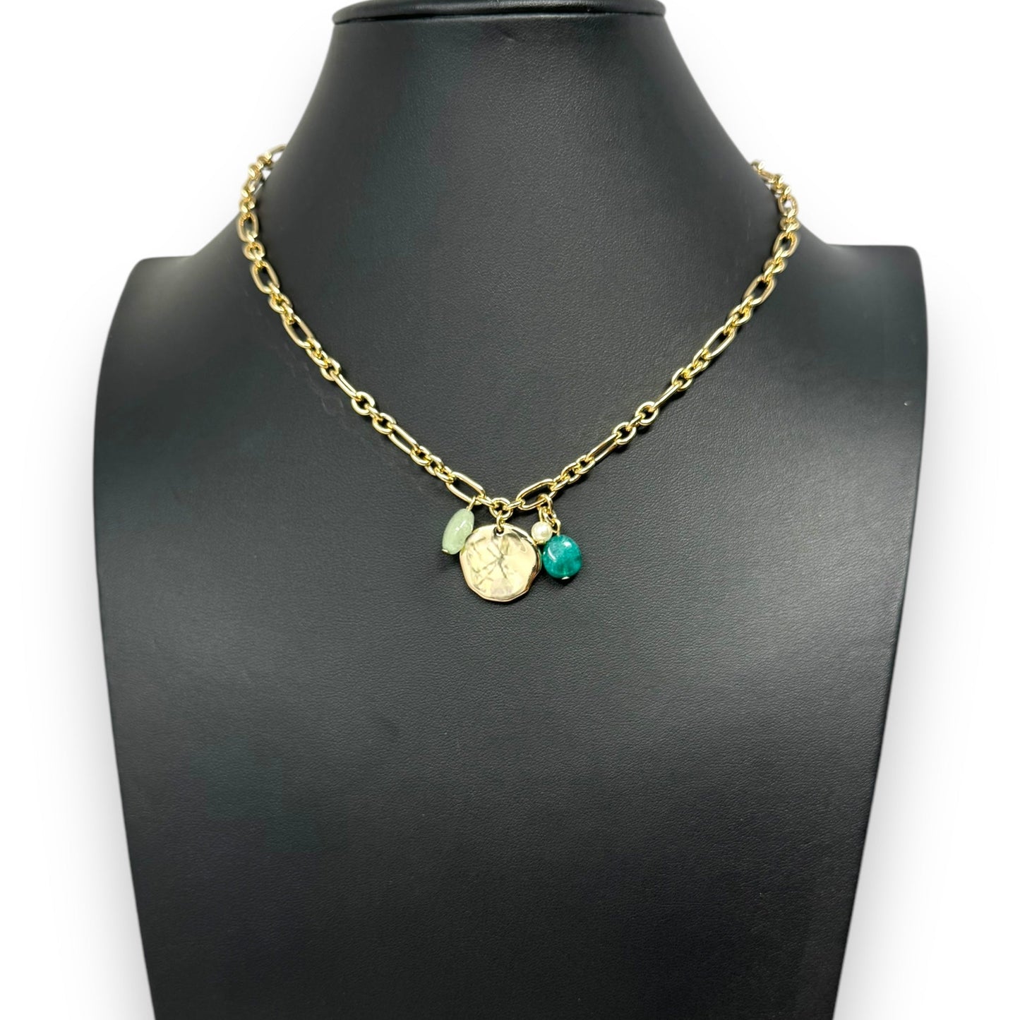 Gold Coin And Stone Pendant Necklace By J. Crew