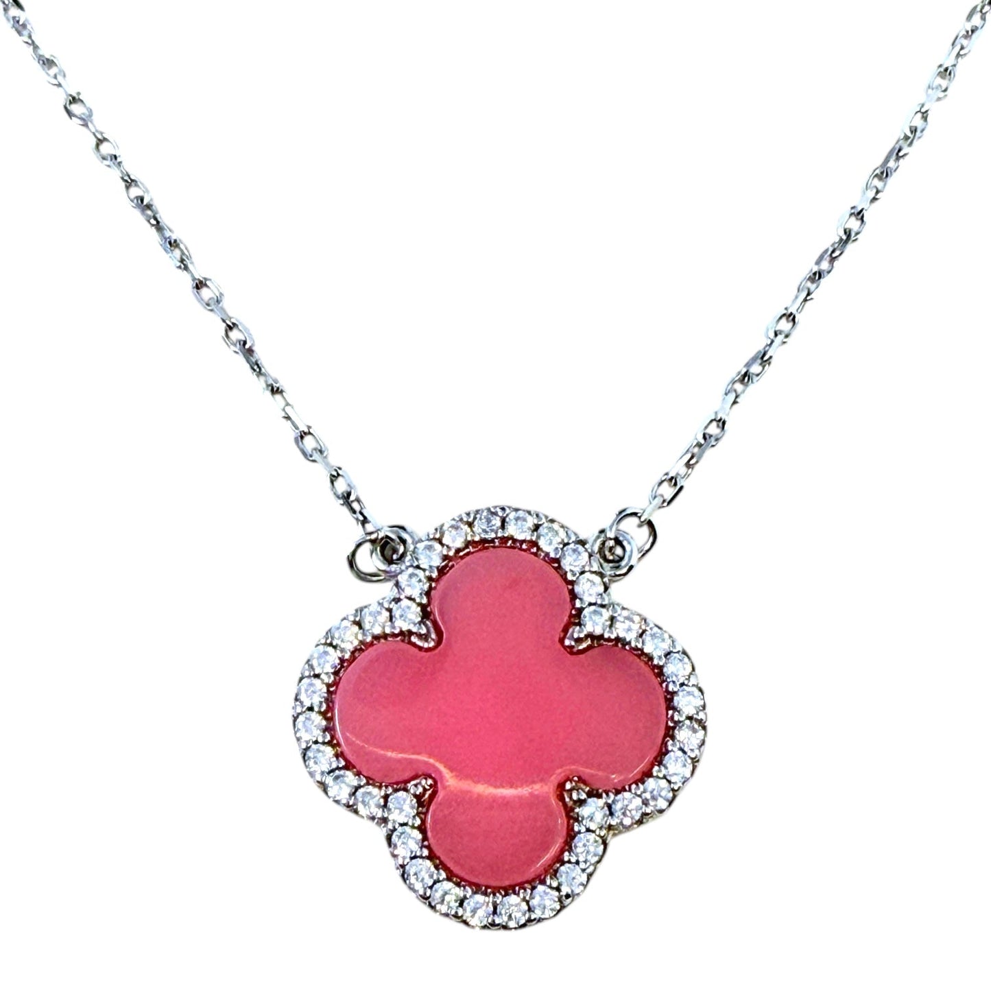 Sterling Silver & CZ Clover Pendant Necklace By Clothes Mentor