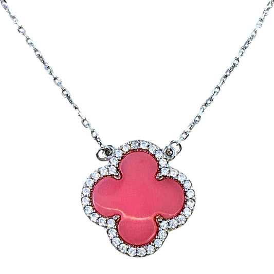 Sterling Silver & CZ Clover Pendant Necklace By Clothes Mentor