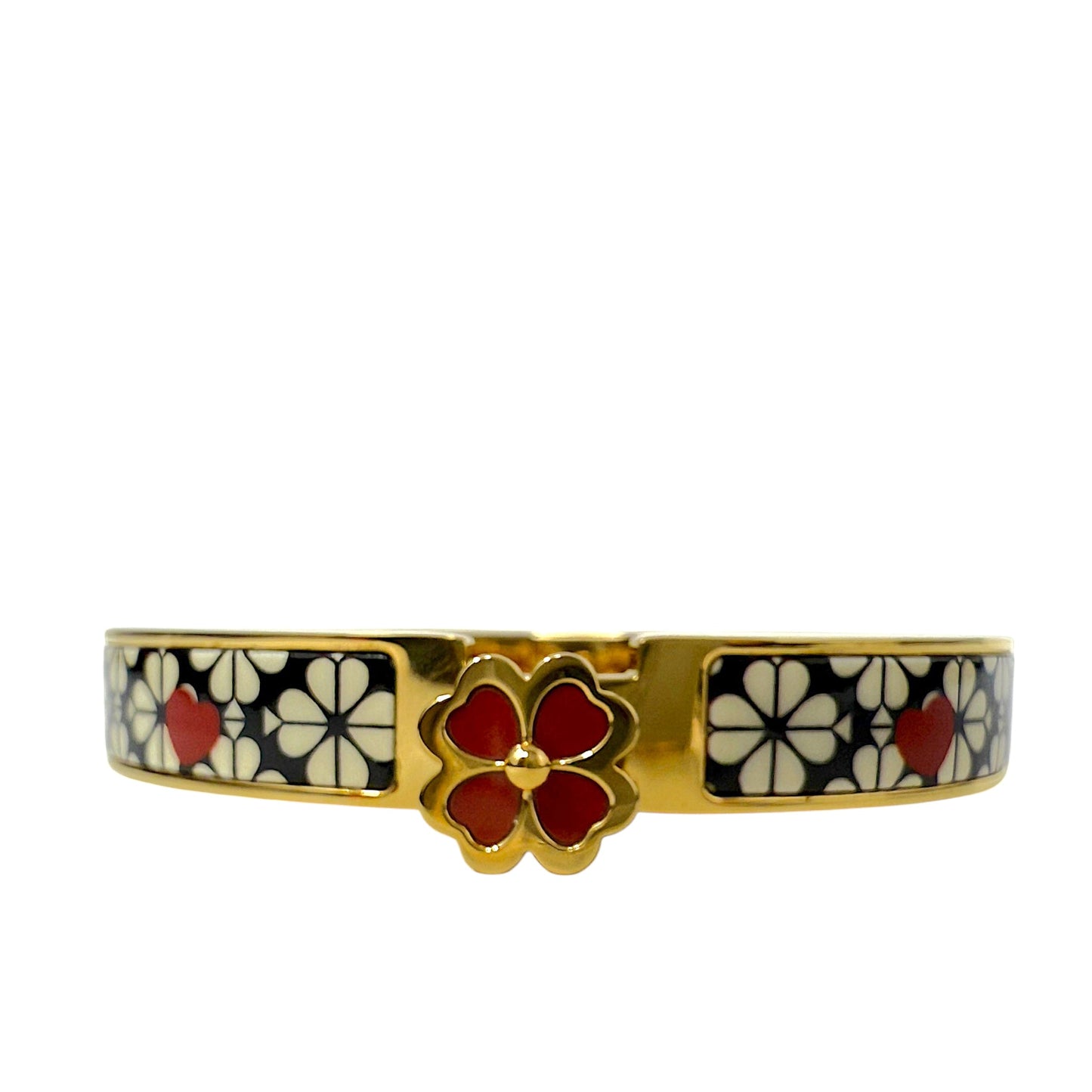 Heritage Spade Flower Love Hinged Bangle Bracelet Designer By Kate Spade