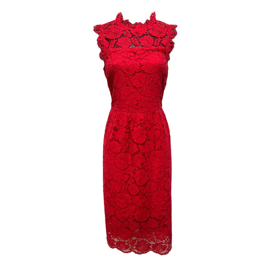 Poppy Lace Midi Dress in Ooh La La Designer By Kate Spade In Red, Size: 2