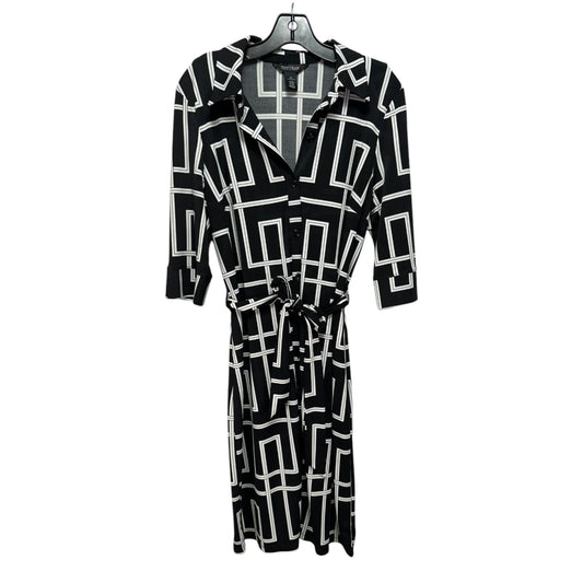 Collared Dress Casual Midi By White House Black Market In Black & Cream, Size: 10