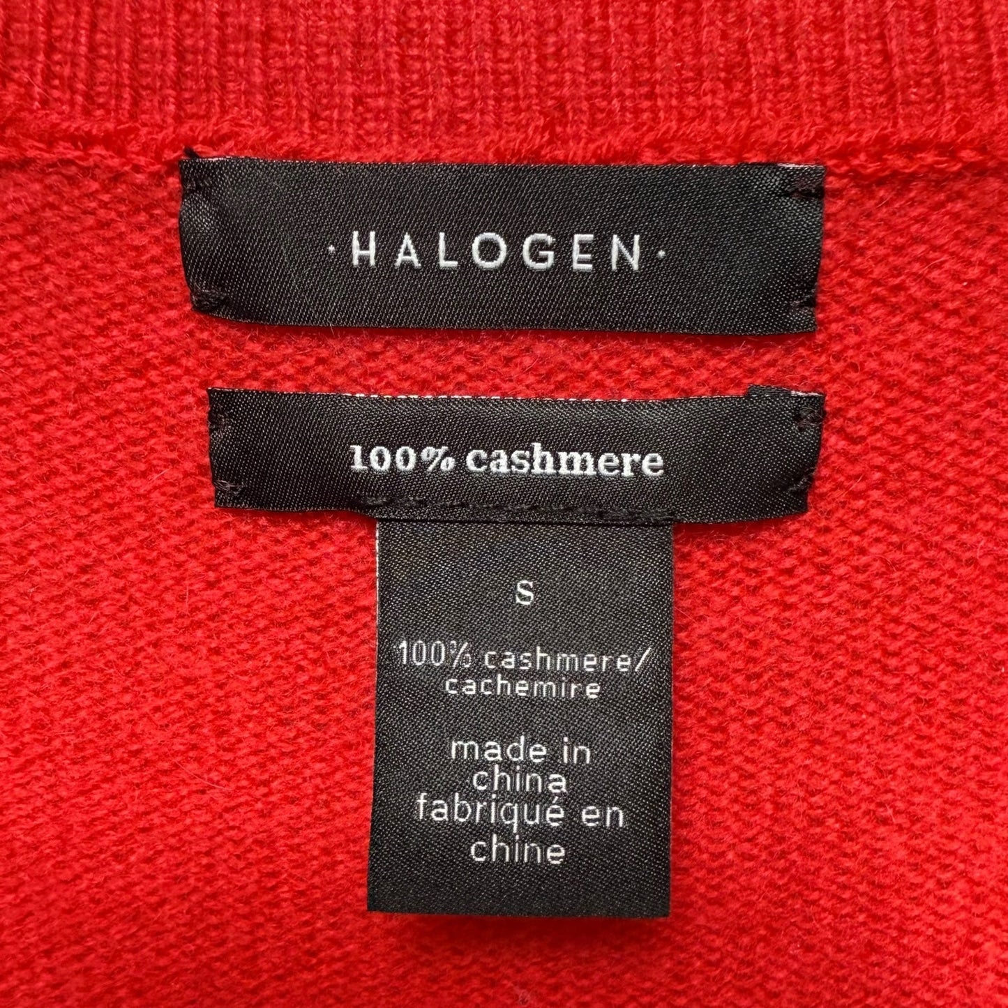 V-Neck Cashmere Sweater By Halogen In Red, Size: S