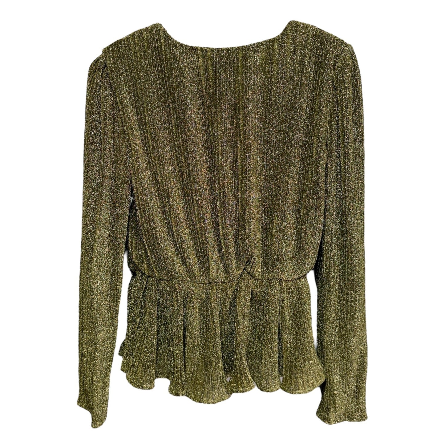 Metallic Peplum Blouse By Endless Rose In Gold, Size: S