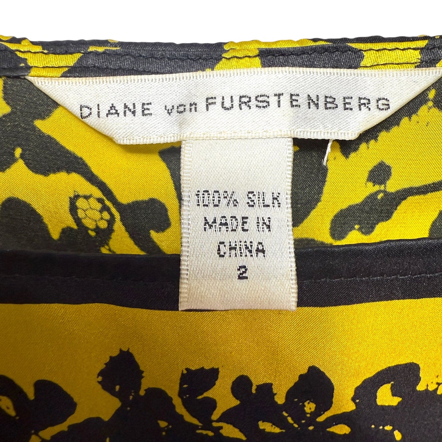 Cerisier Silk Dress Designer By Diane Von Furstenberg In Yellow, Size: 2