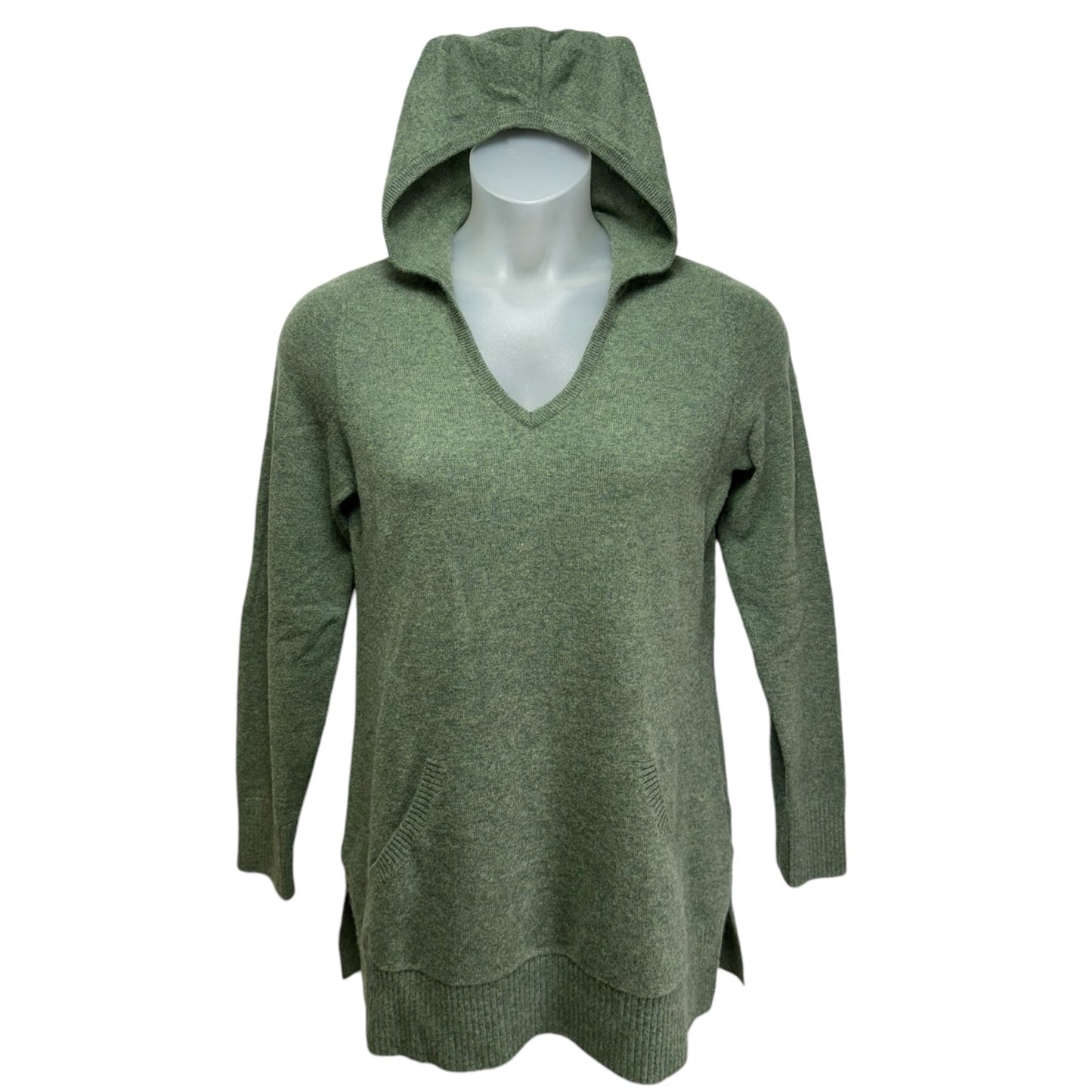 Cashmere Hoodie Pullover Tunic Sweater By L.L. Bean In Green, Size: M