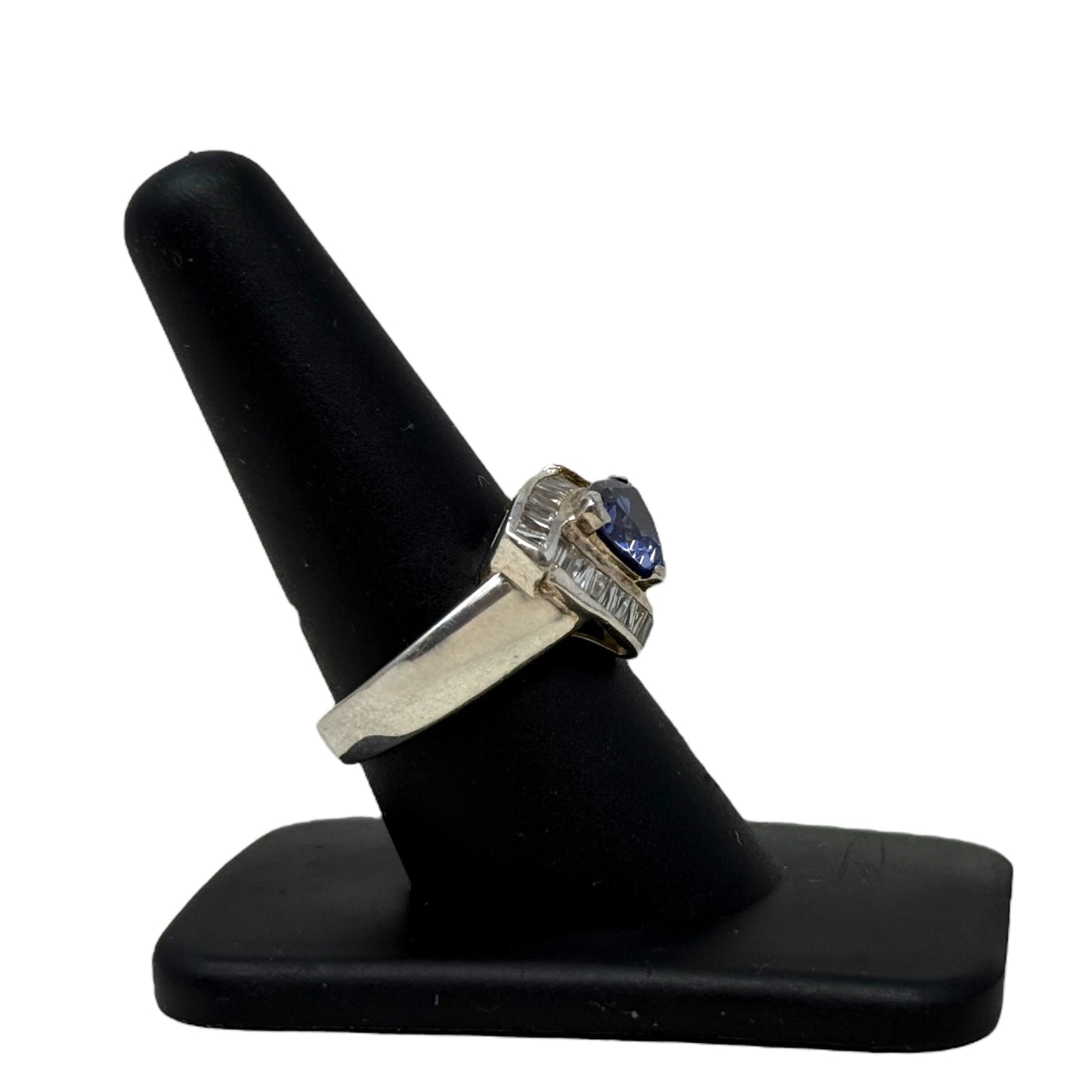 Lab Created Tanzanite & CZ Sterling Silver Ring By Unbranded, Size: 9