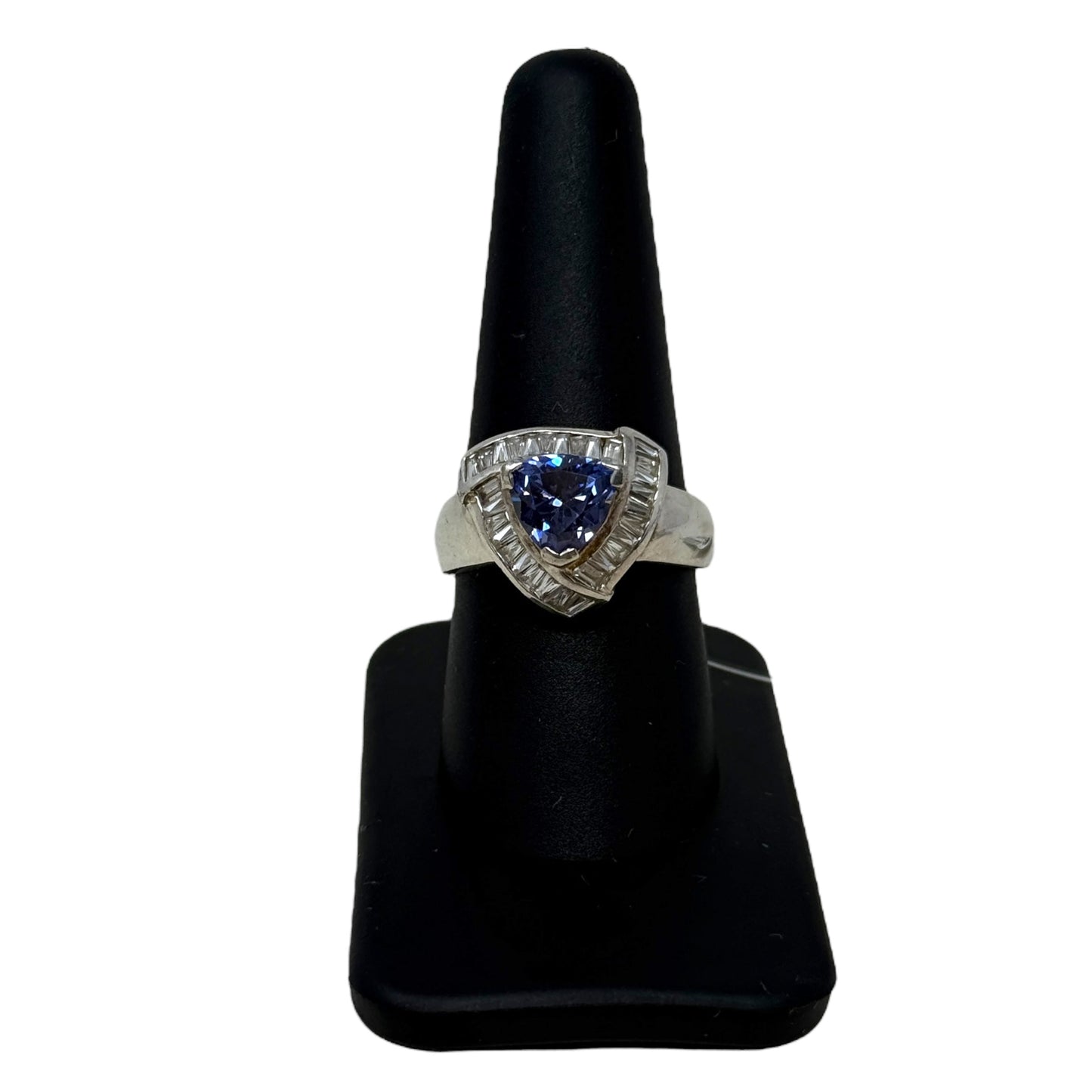 Lab Created Tanzanite & CZ Sterling Silver Ring By Unbranded, Size: 9