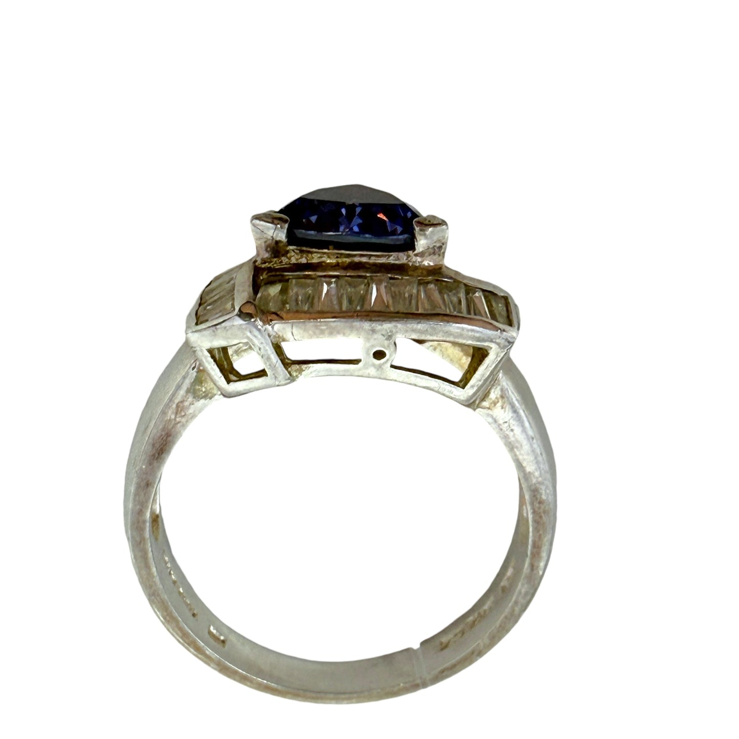 Lab Created Tanzanite & CZ Sterling Silver Ring By Unbranded, Size: 9