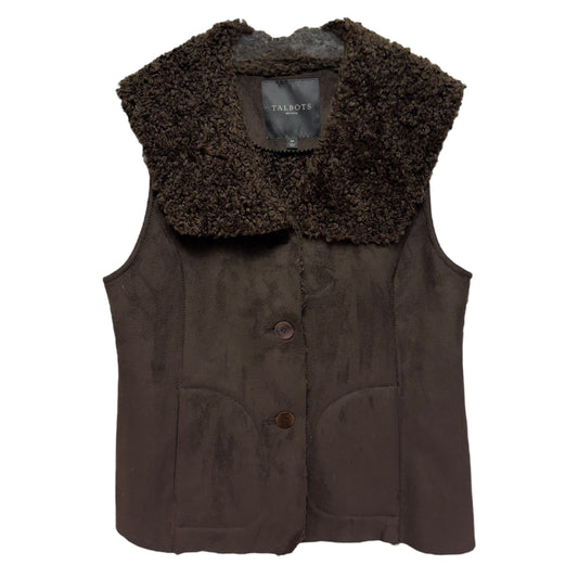 Faux Suede & Sherpa Vest By Talbots In Brown, Size: 6p