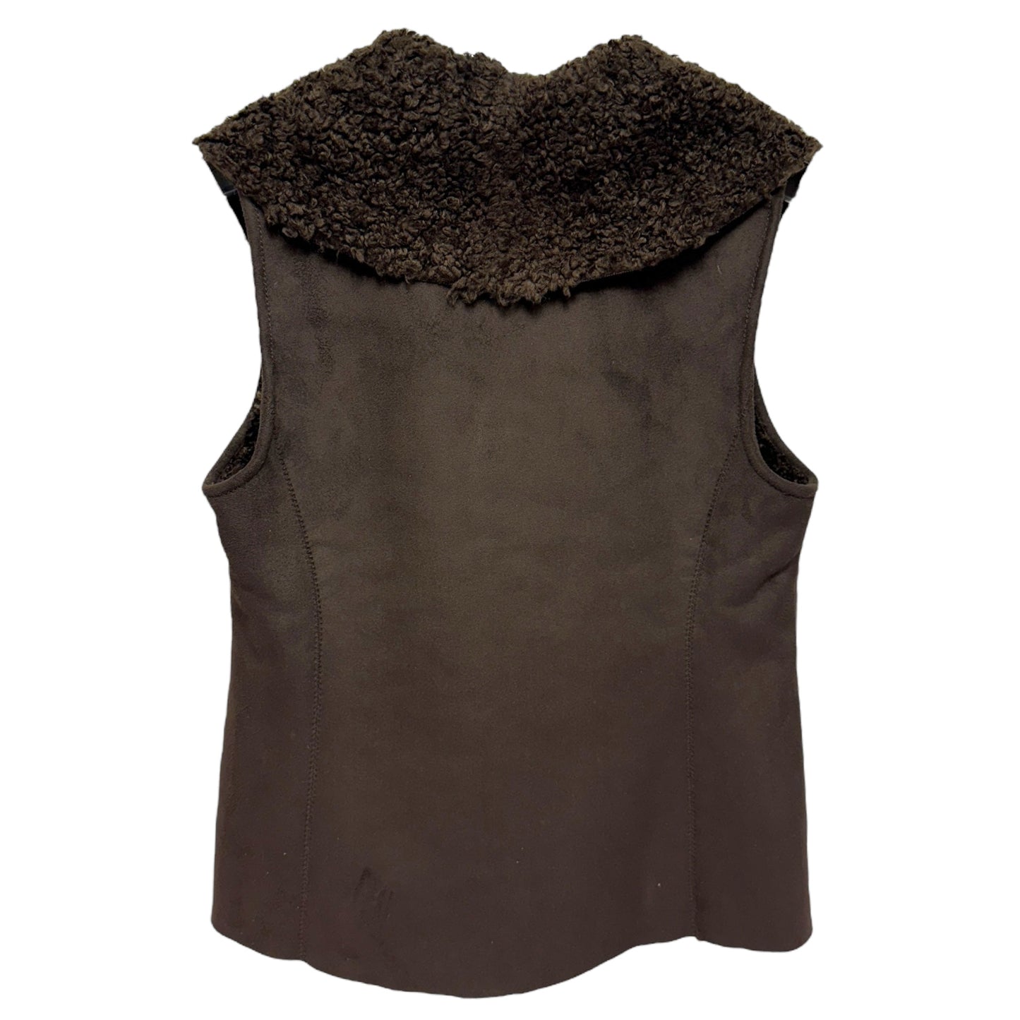 Faux Suede & Sherpa Vest By Talbots In Brown, Size: 6p