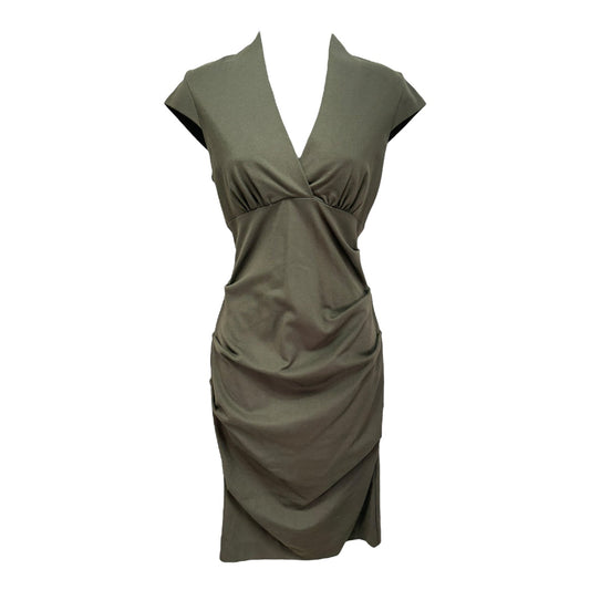 Ruched Cap Sleeve Dress Casual Midi By Nicole Miller In Green, Size: S