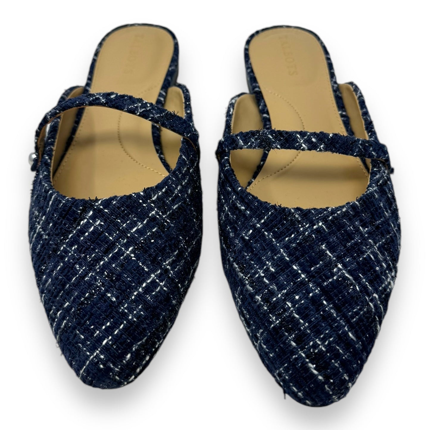 Edison Strap Mules By Talbots In Navy Bouclé, Size: 9.5