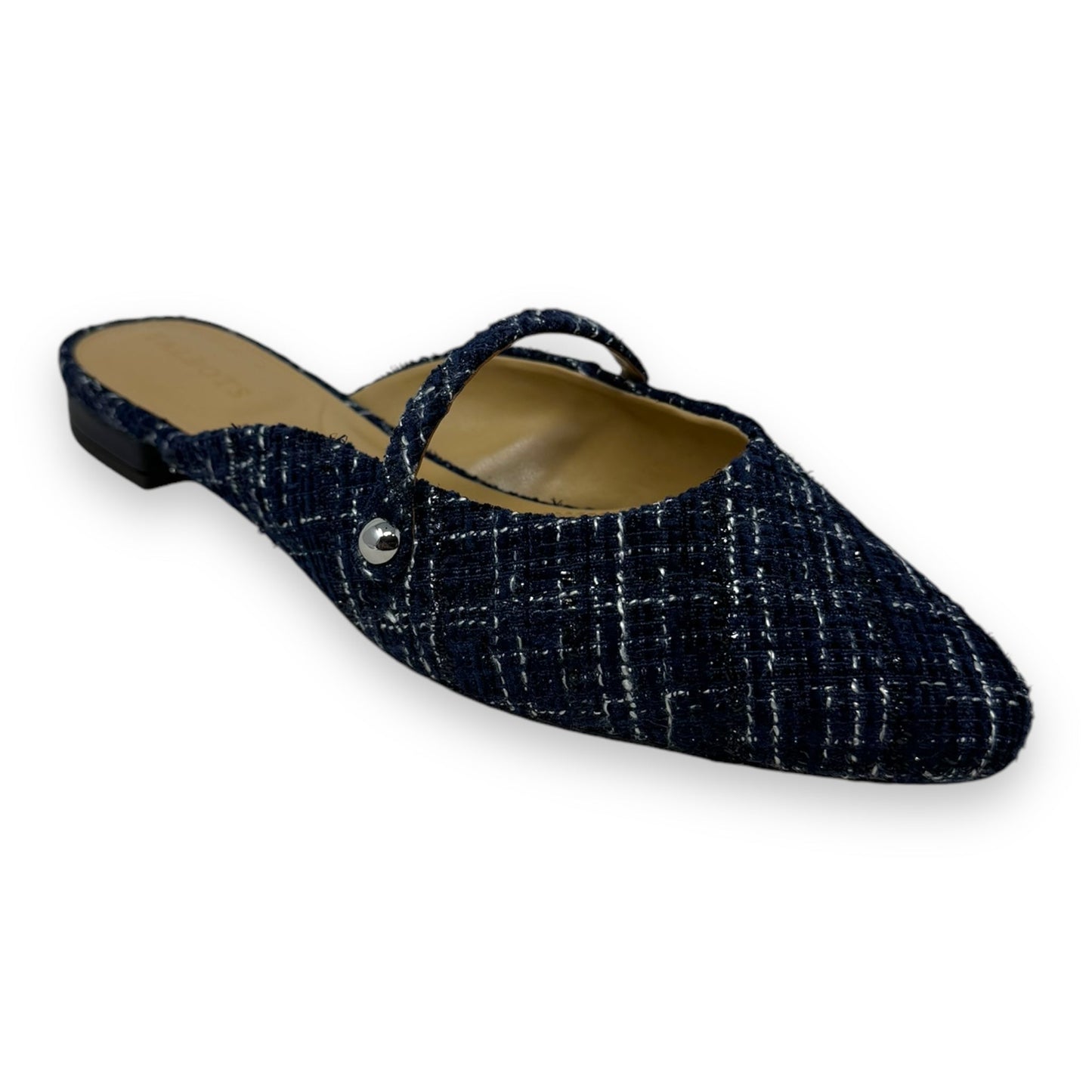 Edison Strap Mules By Talbots In Navy Bouclé, Size: 9.5