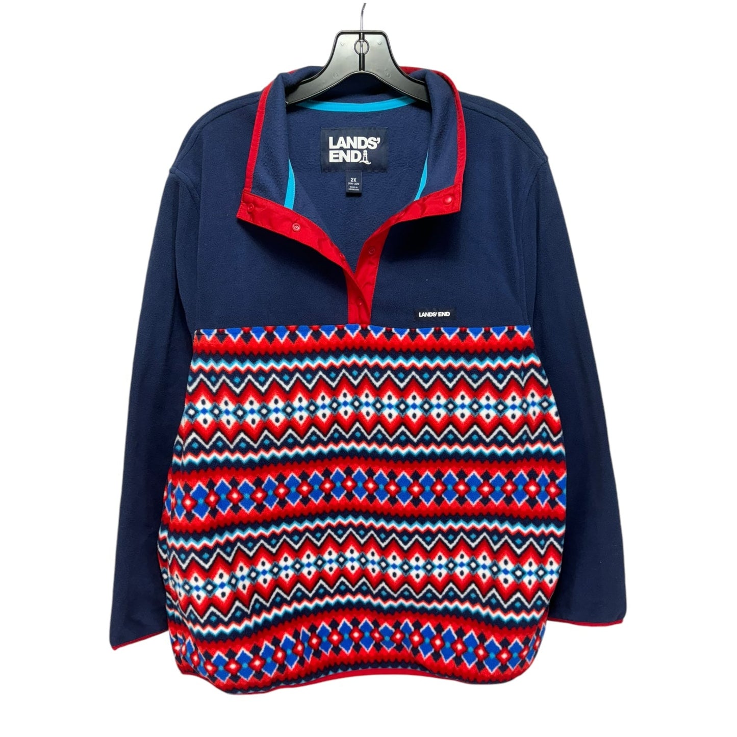 Athletic Fleece By Lands End In Blue Red & White, Size: 2x