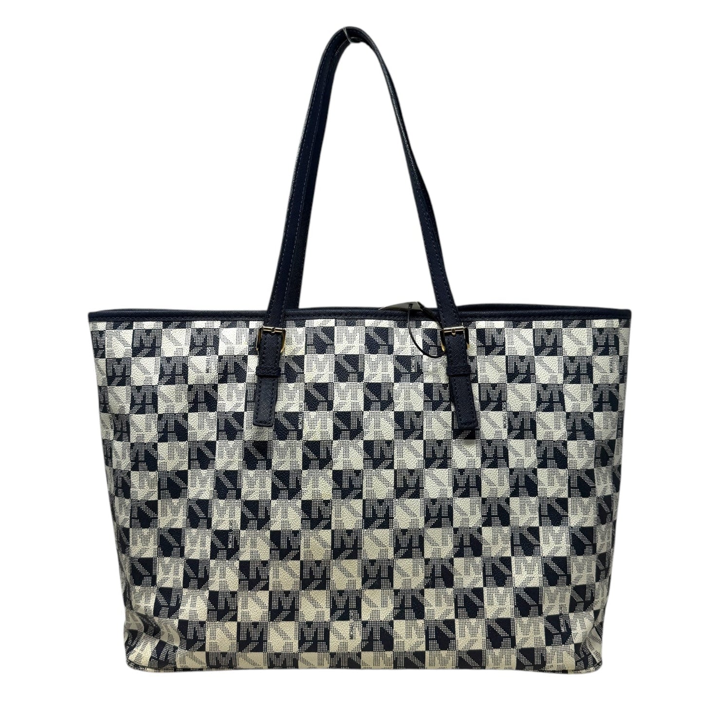 Jet Set Leather Travel Tote By Michael By Michael Kors In Navy & White, Size: Large