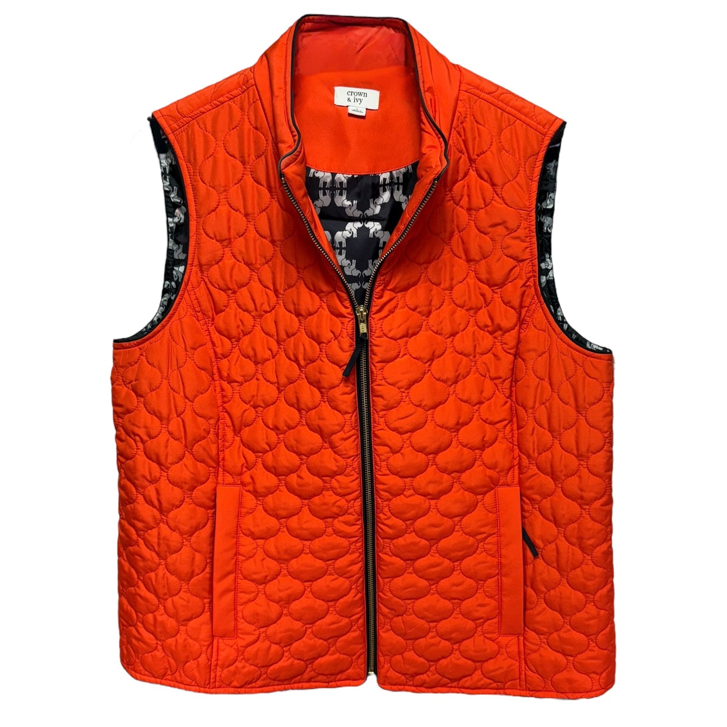 Vest Puffer & Quilted By Crown And Ivy In Orange, Size: L