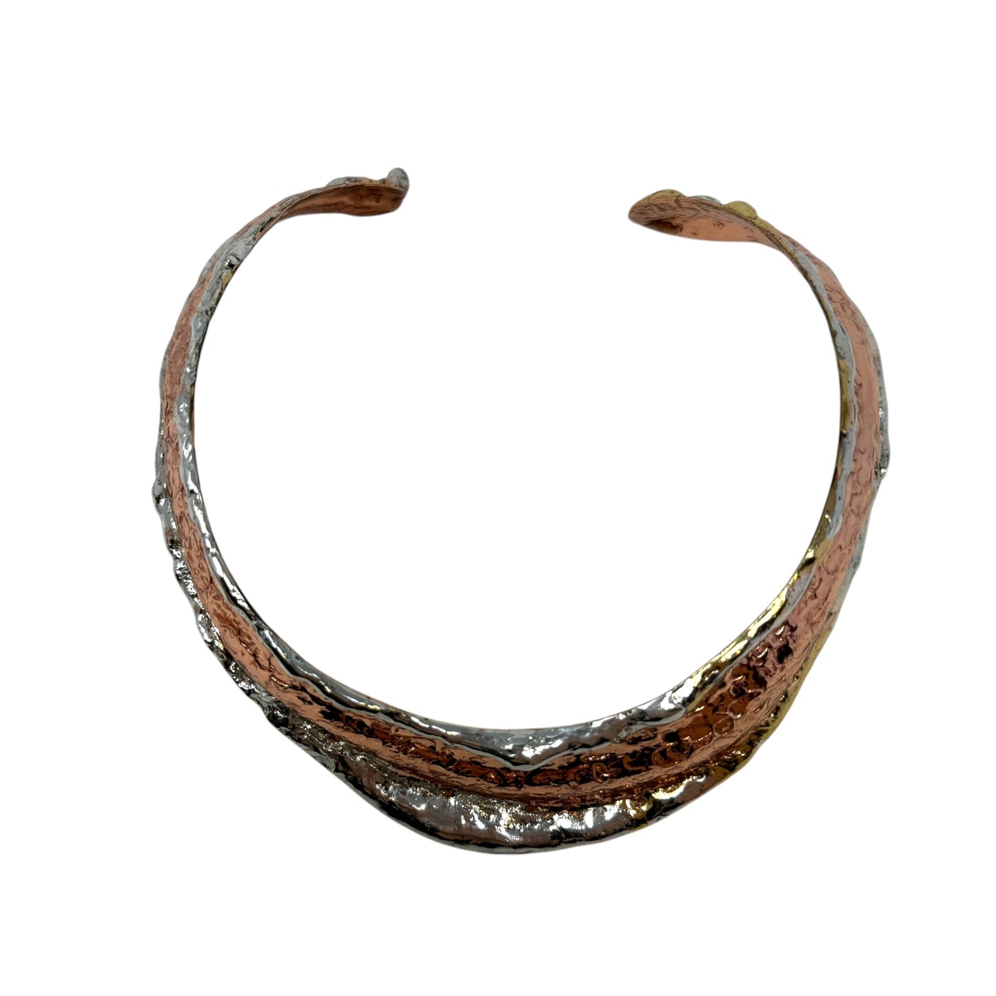 Copper & Silver Tone Choker Necklace By Unbranded