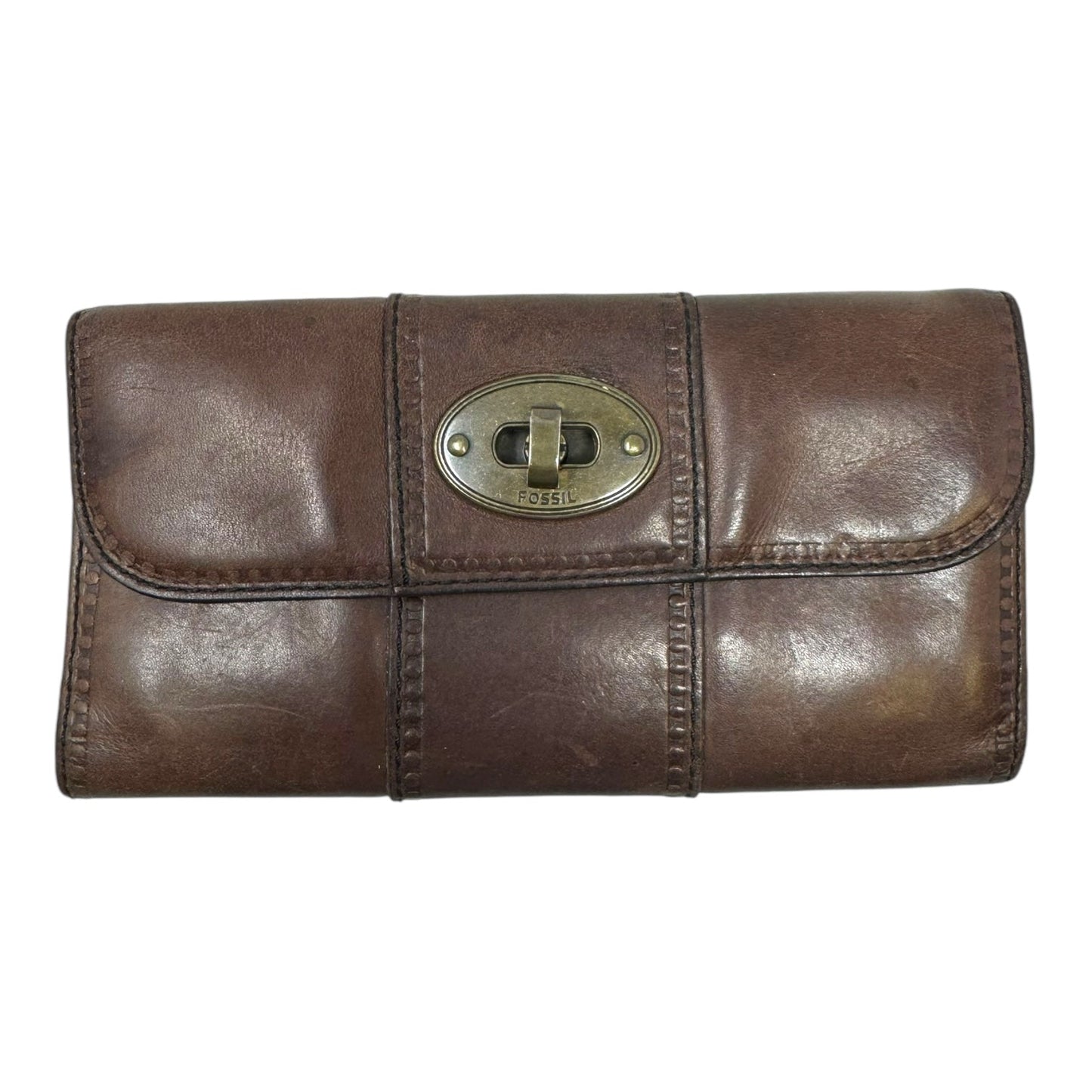 Trifold Wallet Leather By Fossil, Size: Large