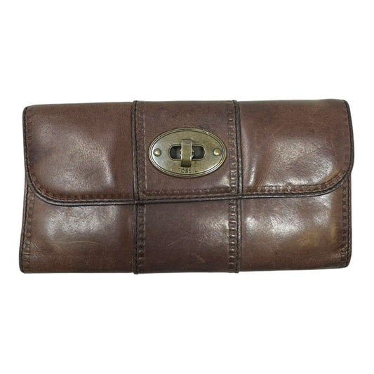 Trifold Wallet Leather By Fossil, Size: Large